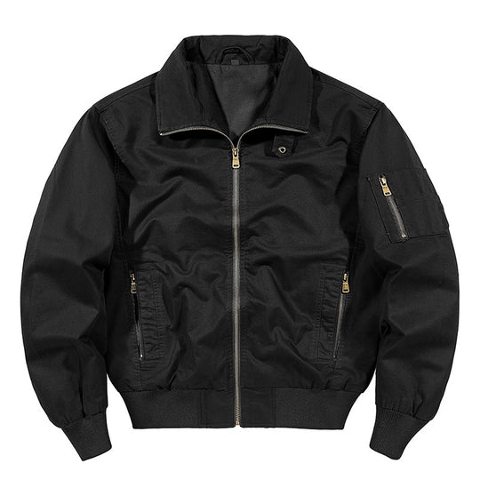 Men's  rugged cotton-blend utility bomber with ribbed trim and zip sleeve pocket EB