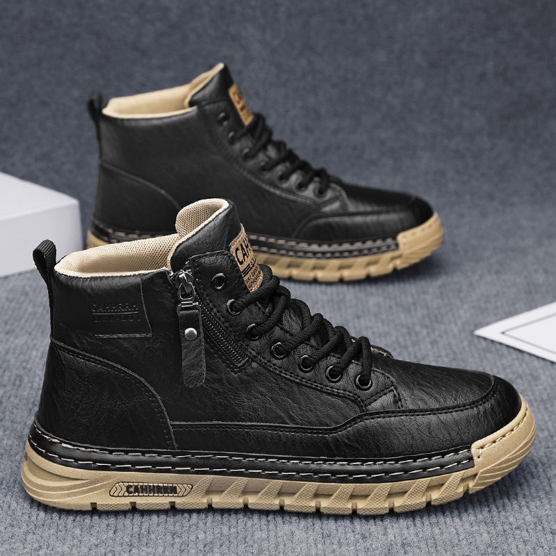 Damen Modische High-Top Sneakers mit robustem Obermaterial und seitlichem Reißverschluss EB