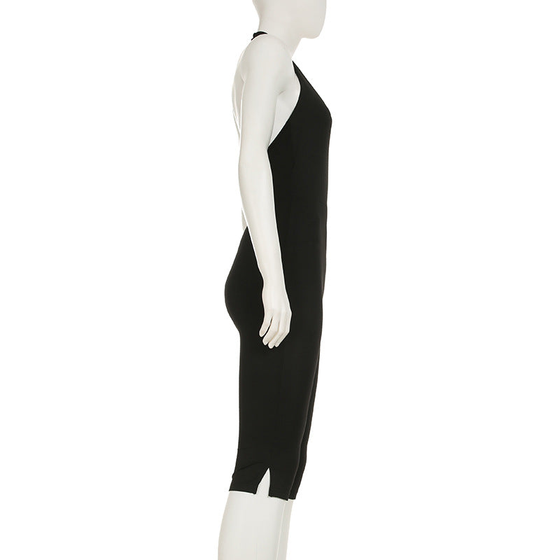 Damen körperbetonter Jumpsuit mit tiefem Rückenausschnitt und reinem Design EB