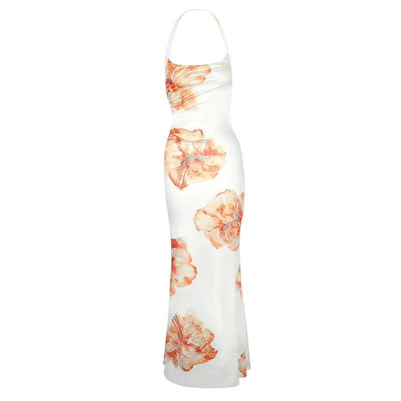 Damen Maxikleid mit zarten floralen Akzenten und schimmerndem Stoff EB