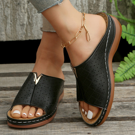 Damen Komfortable Clogs mit floralem Cut-Out-Design und rutschfester Sohle EB