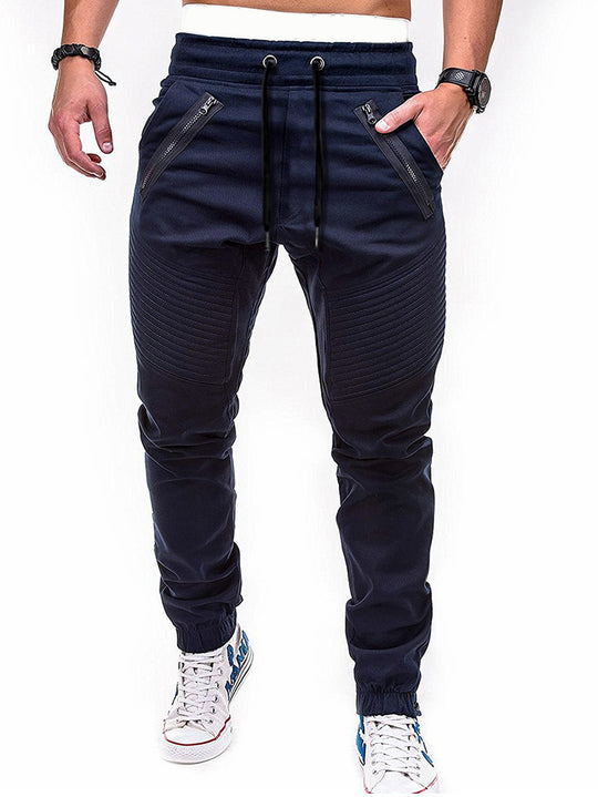 Herren Freizeit Jogginghose mit kontrastierenden Reißverschlusstaschen und elastischem Bund EB