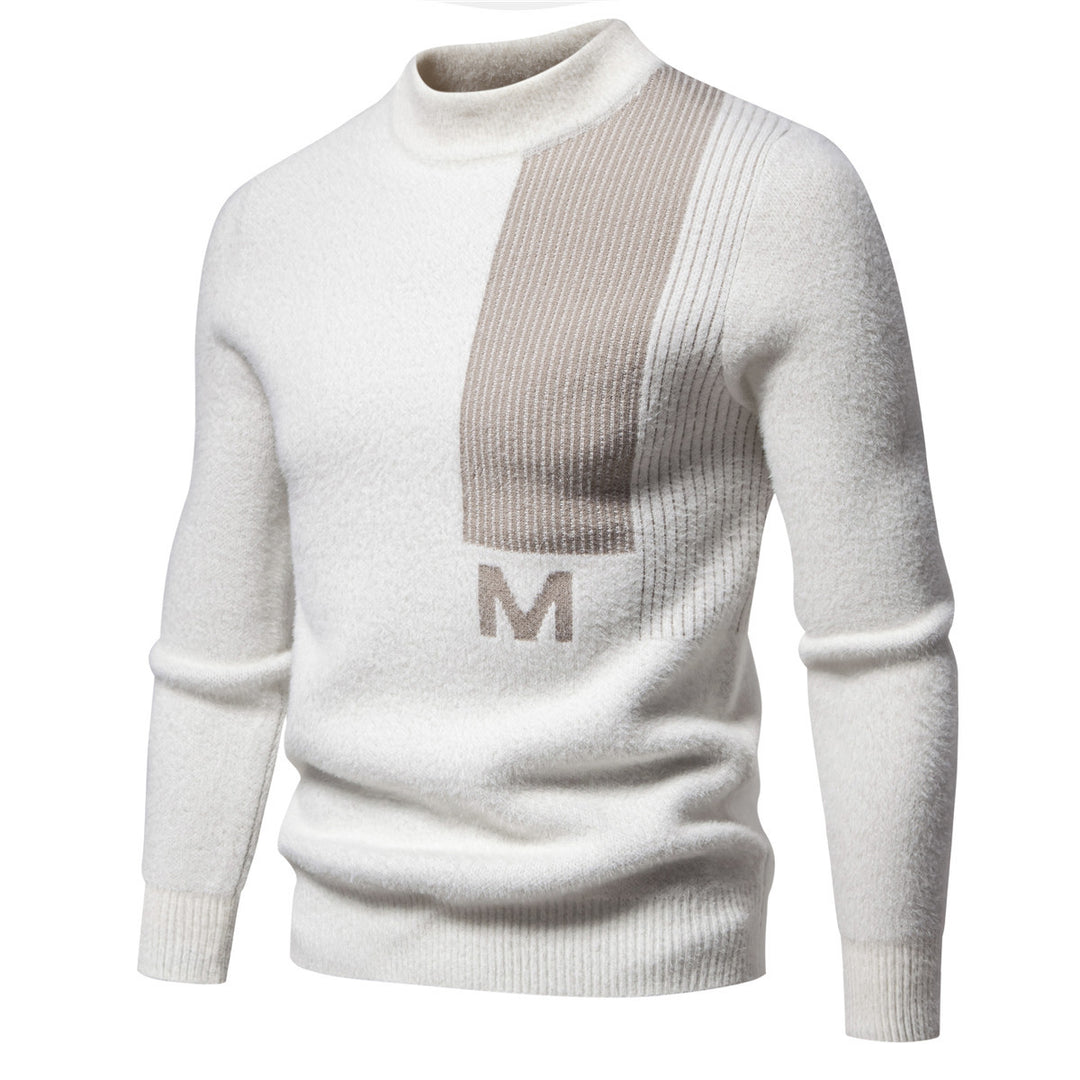 Herren Hochwertiger Strickpullover mit modernem Stehkragen und strukturiertem Design EB