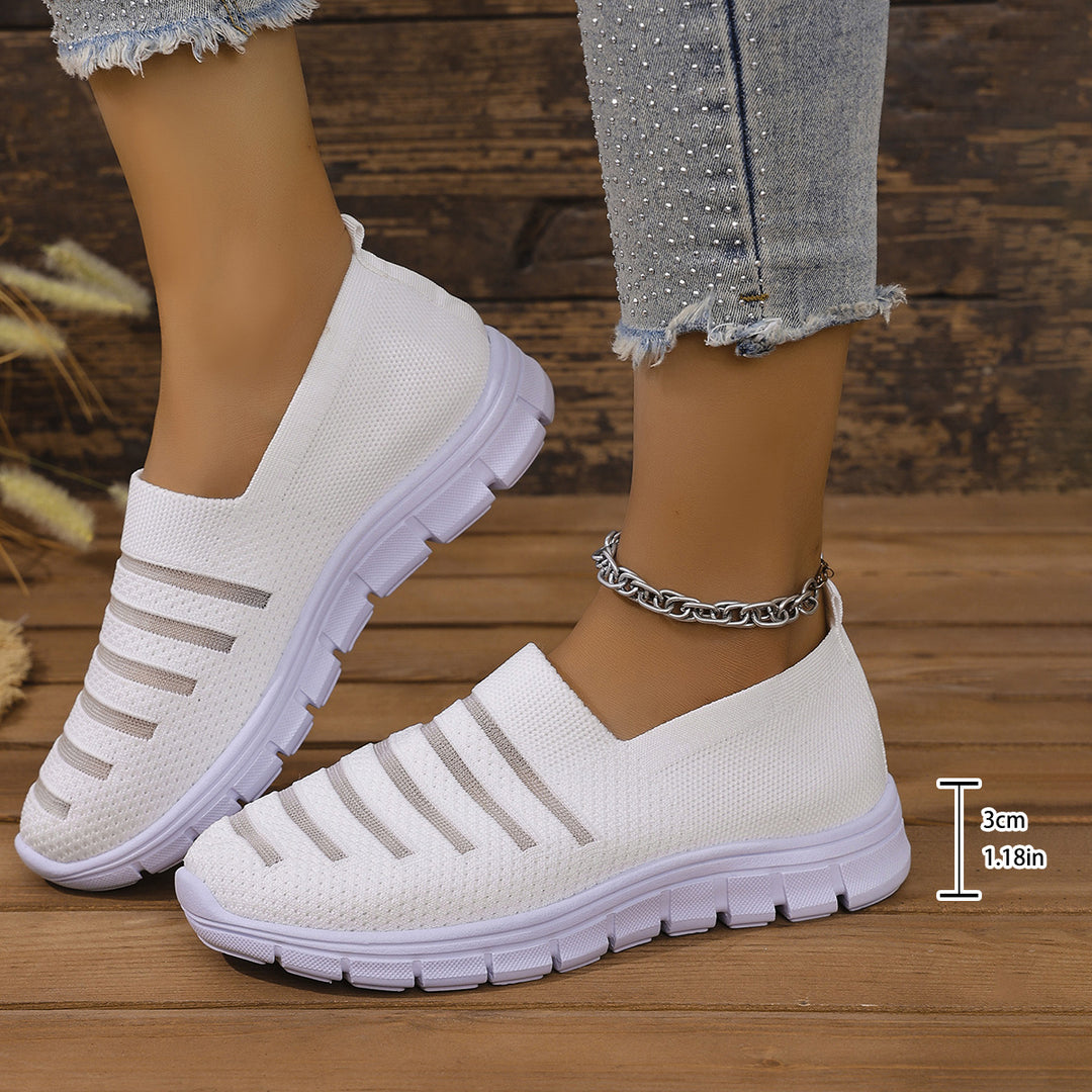 Damen Atmungsaktive Slip-On Sneakers mit elastischem Riemendesign EB