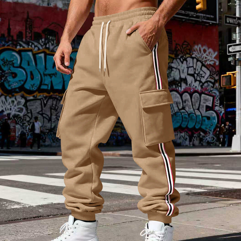Herren Cargo-Joggerhose mit seitlichen Klapp‑Cargotaschen, Tunnelzug & Rippbündchen EB
