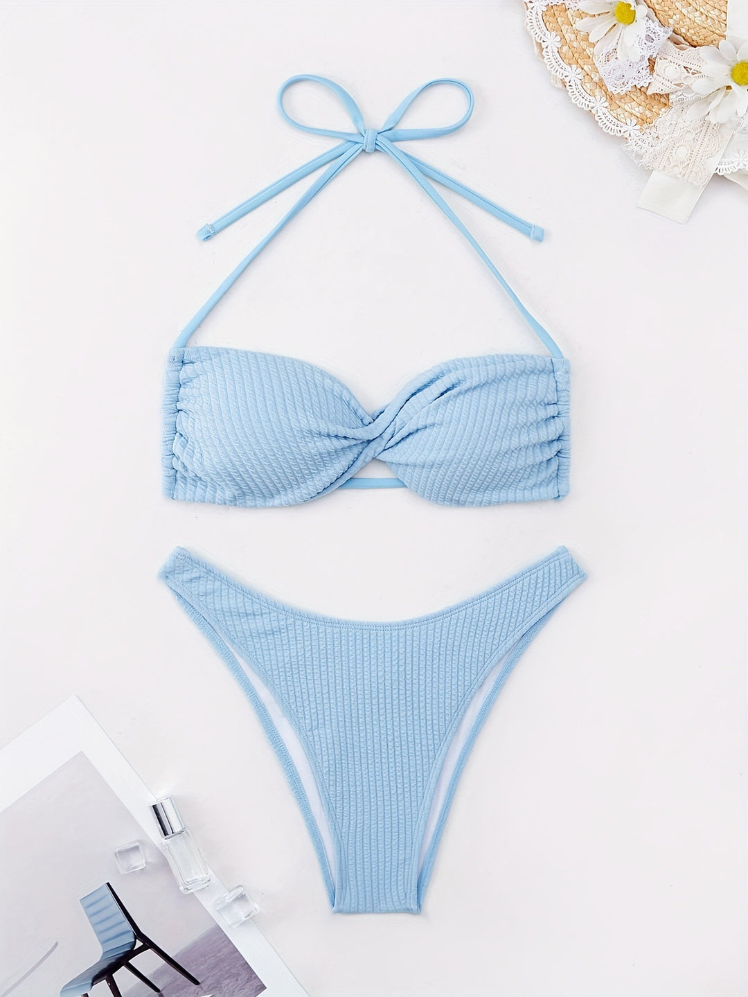 Damen Bandeau-Bikini mit strukturierter Oberfläche EB