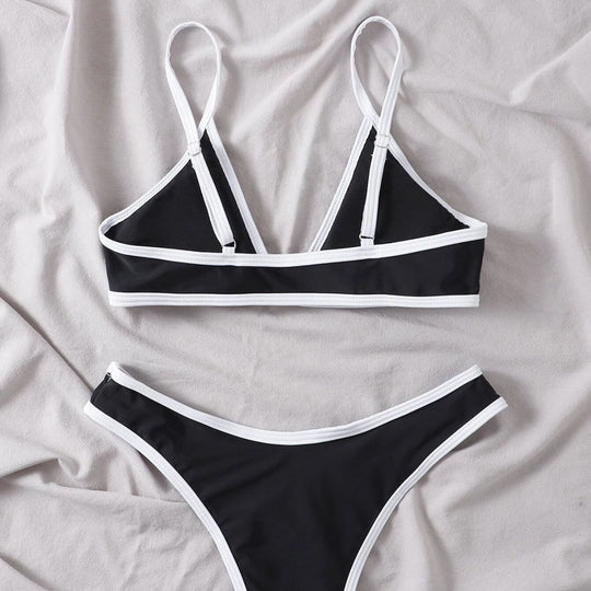 Damen Triangel-Bikini mit kontrastierenden Details EB