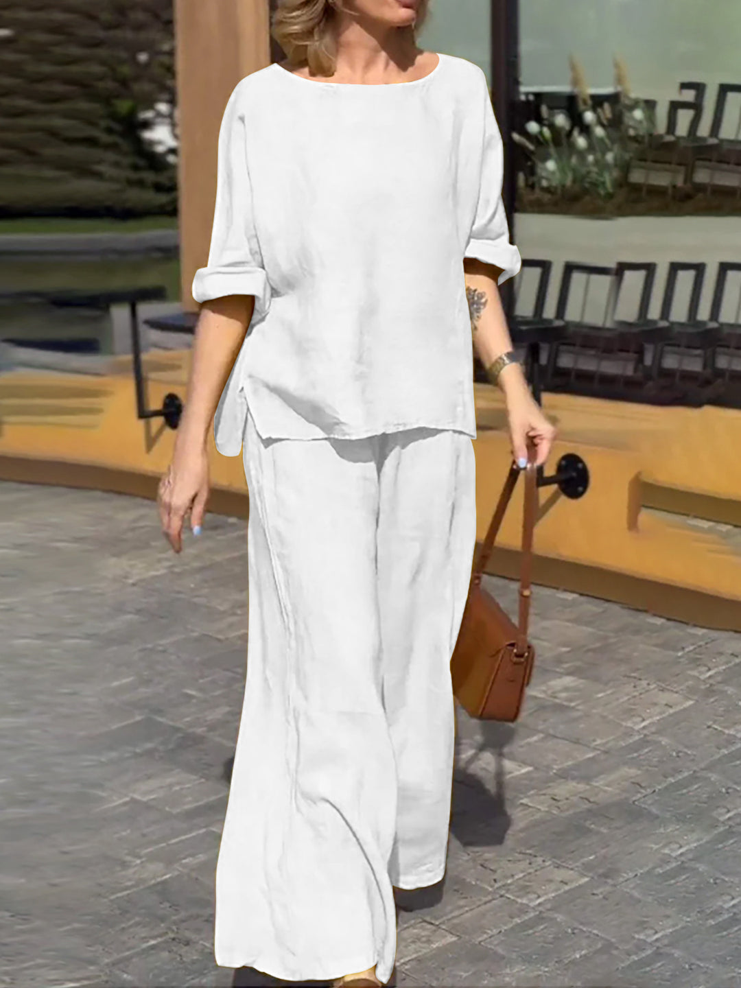 Damen Lässiges Zweiteiliges Outfit mit weitem Schnitt und lässigem Design EB