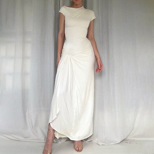 Damen Elegantes Langarm-Maxikleid mit hohem Schlitz EB