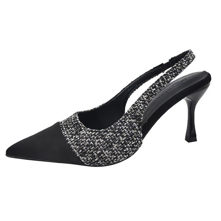Damen Slingback Pumps mit elegantem Tweed-Design EB