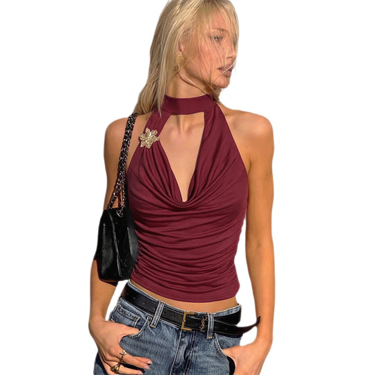 Damen Elegantes Wickeltop mit Raffungen EB