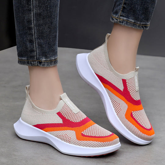 Damen Komfortable Slip-On Sport Sneakers mit elastischem Obermaterial EB