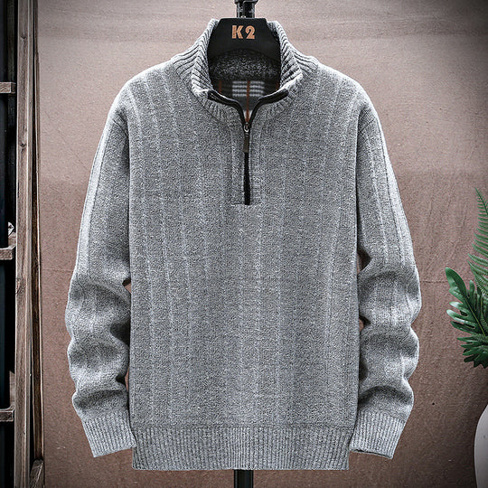 Herren strickpullover mit hohem Kragen und Reißverschluss EB