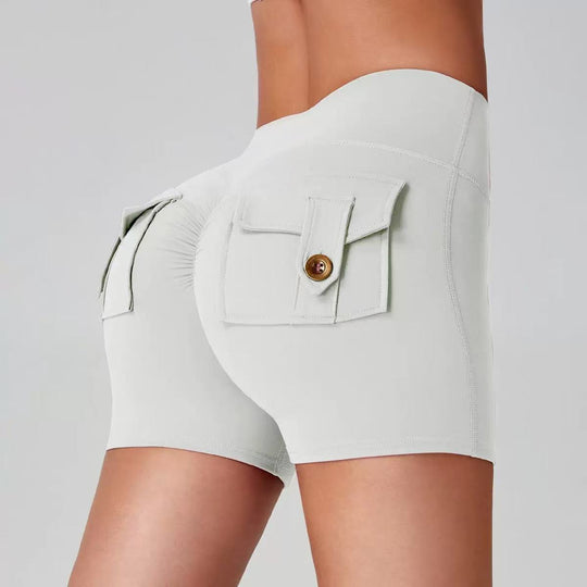 Damen Sportliche Shorts mit dekorativen Taschen und elastischem Bund EB