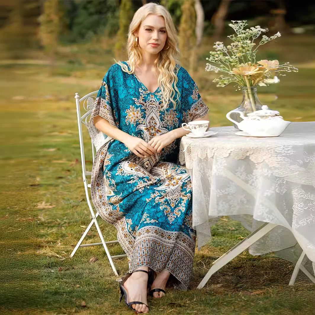 Damen Maxikleid mit floralem Muster und lässigem Schnitt EB