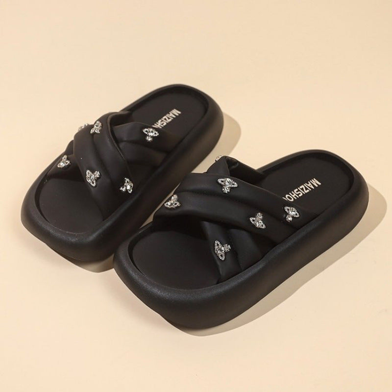 Damen Mode-Slipper mit funkelnden Applikationen EB