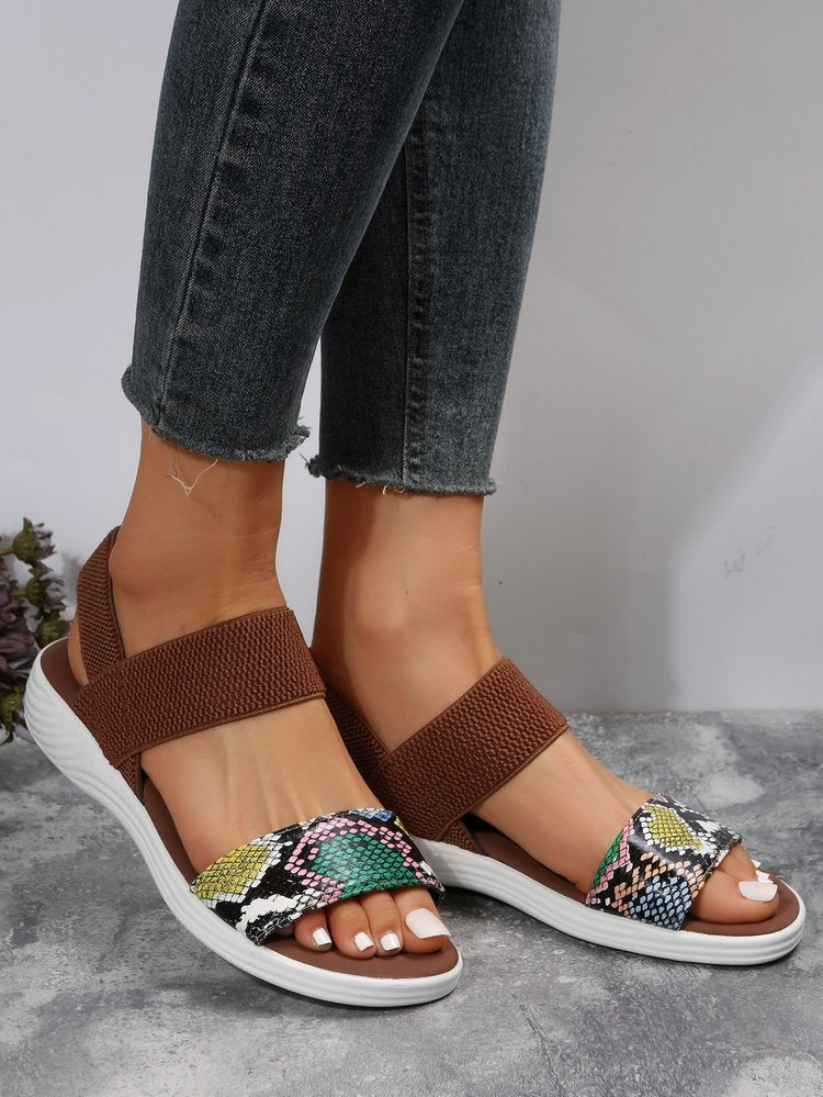 Damen Freizeitsandalen mit elastischen Riemen und rutschfester Sohle EB