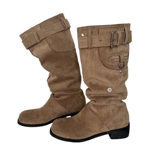 Damen modische Winterstiefel mit praktischen Schnallen und bequemem Innenfutter EB