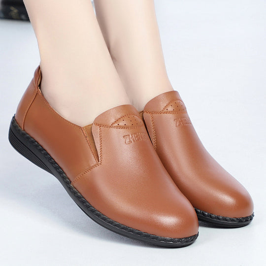 Damen Slipper aus hochwertigem Leder mit elastischem Einstieg und rutschfester Sohle EB