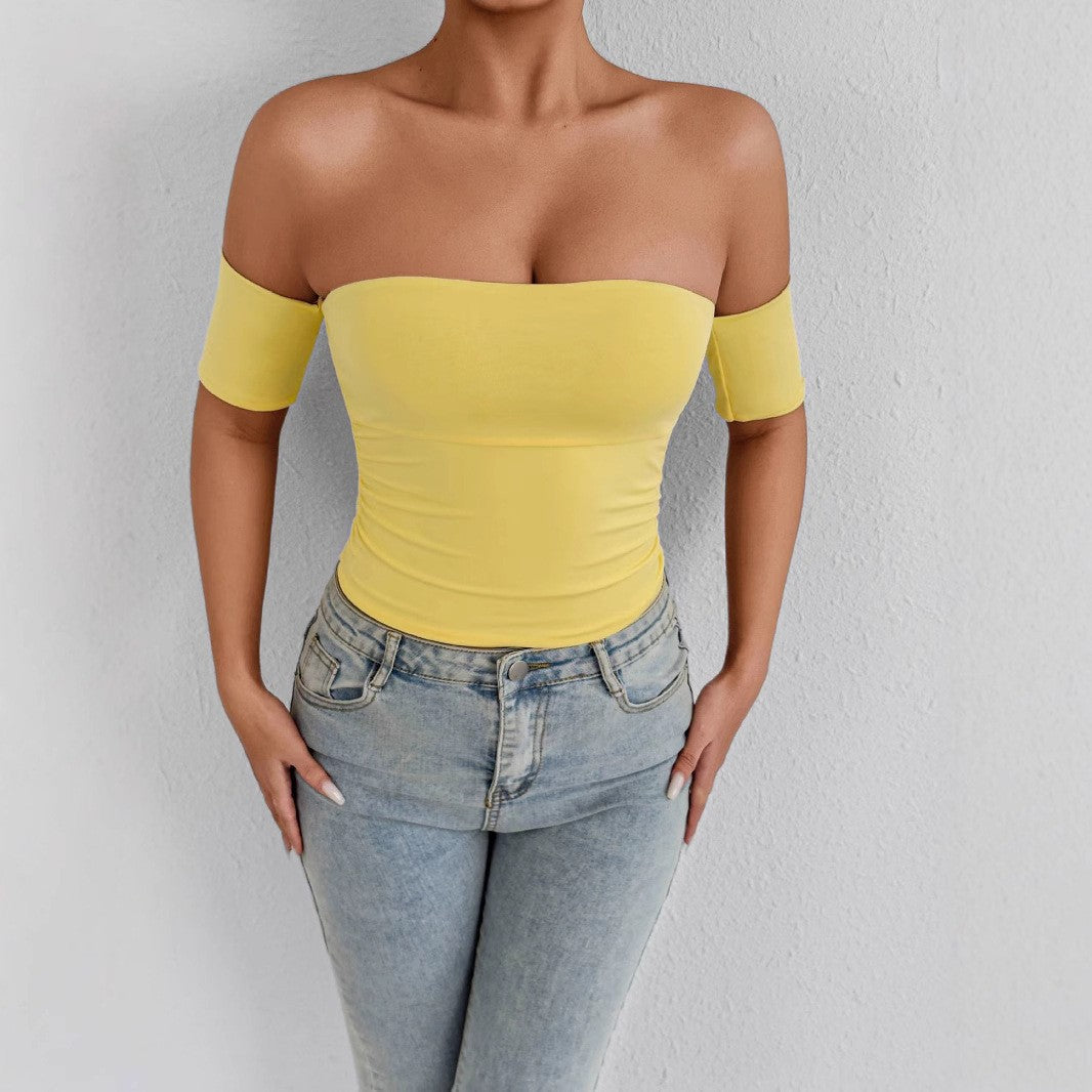 Damen Off-Shoulder Bluse aus elastischem Material mit figurformendem Schnitt EB