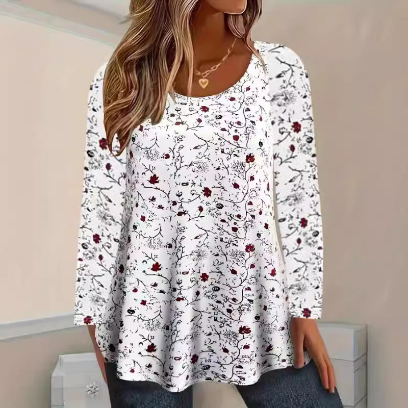 Damen Blusenshirt mit floralen Akzenten und lockerer Passform EB