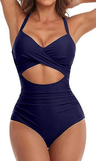 Damen Einteiliger Badeanzug mit elegantem Wickelschnitt EB