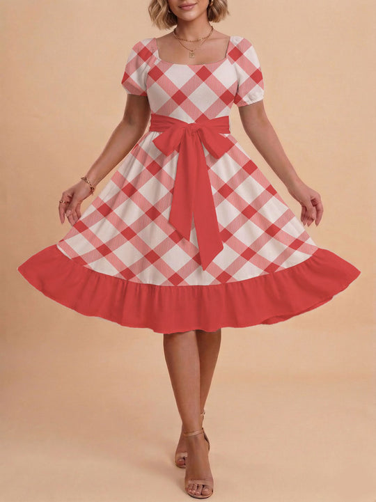 Damen Verspieltes Maxikleid mit Bärenmuster und taillierbarem Band EB