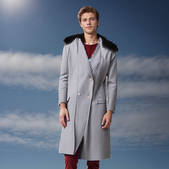 Herren elegante Wolljacke mit kunstfellkragen EB