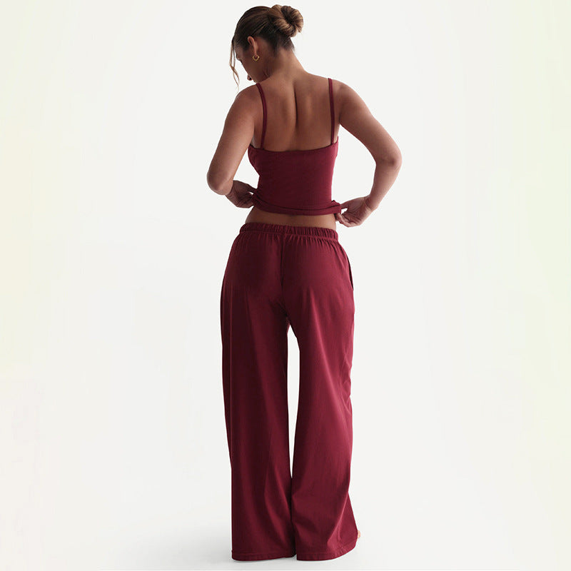 Damen Gemütliches und stylisches Lounge-Set mit weitem Bein und Trägeroberteil EB