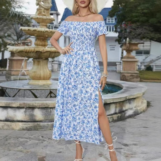 Damen Maxikleid mit off-shoulder Schnitt und floralem Design EB