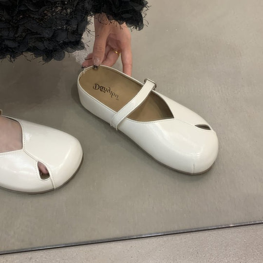 Damen bequeme Pantoletten mit verstellbarem Riemen und offenem Zehenbereich EB