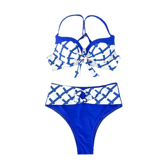 Damen Bikini-Set mit elegantem Knoten-Design und Hochbund EB