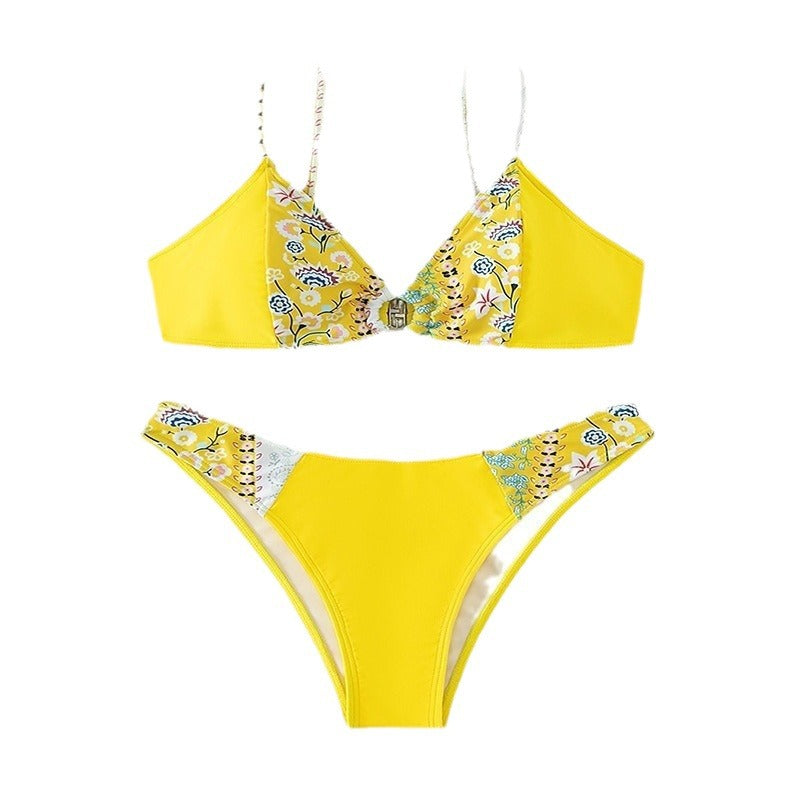 Damen Bikini-Set mit floralem Design und hochgeschnittenem Slip EB