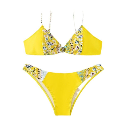 Damen Bikini-Set mit floralem Design und hochgeschnittenem Slip EB