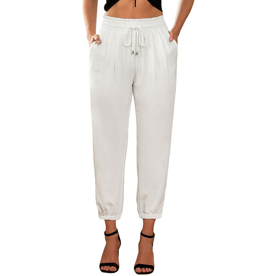 Damen Lässige Freizeithose mit Elastischem Bund und Praktischen Taschen EB