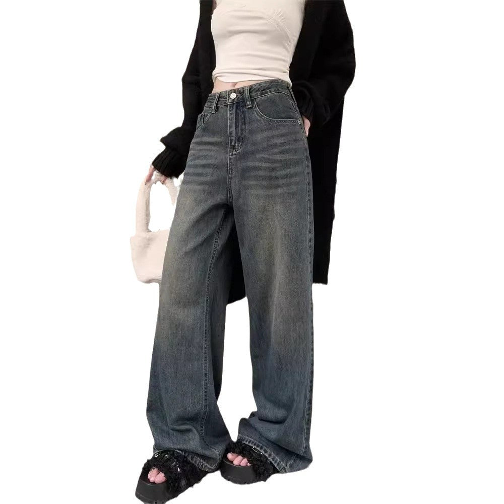 Damen Weit geschnittene High-Waist Jeans im modernen Vintage-Look EB