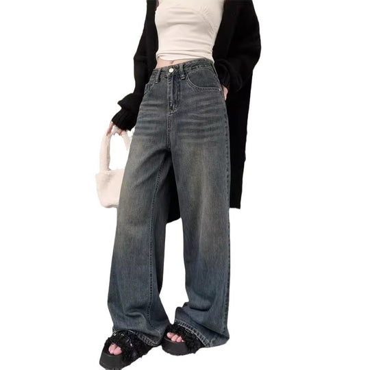 Damen Weit geschnittene High-Waist Jeans im modernen Vintage-Look EB