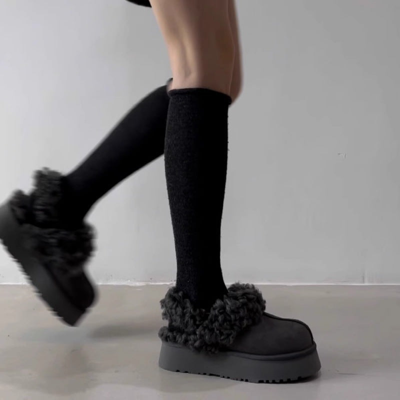 Damen Gemütliche Fell-Clogs mit weichem Innenfutter und rutschfester Sohle EB
