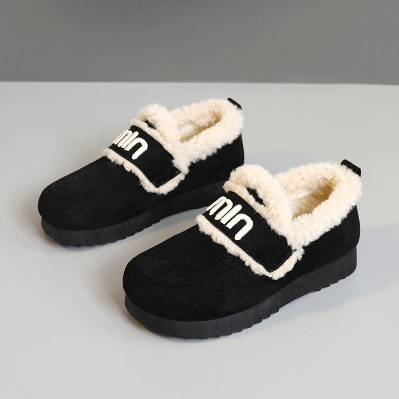 Damen Bequeme Plüsch-Sneaker mit auffälligem Veloursleder EB