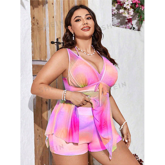 Damen Bikiniset mit fließendem Überwurf und verstellbaren Trägern EB