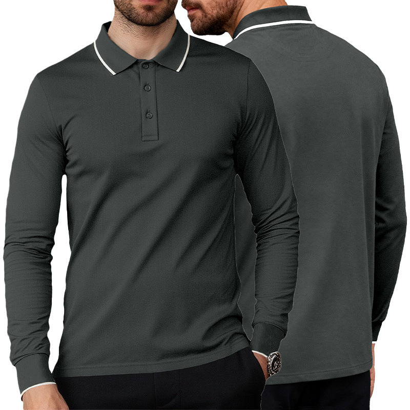 Herren nan langärmeliges Piqué-Poloshirt mit Kontrastpaspel am Kragen und Bündchen EB