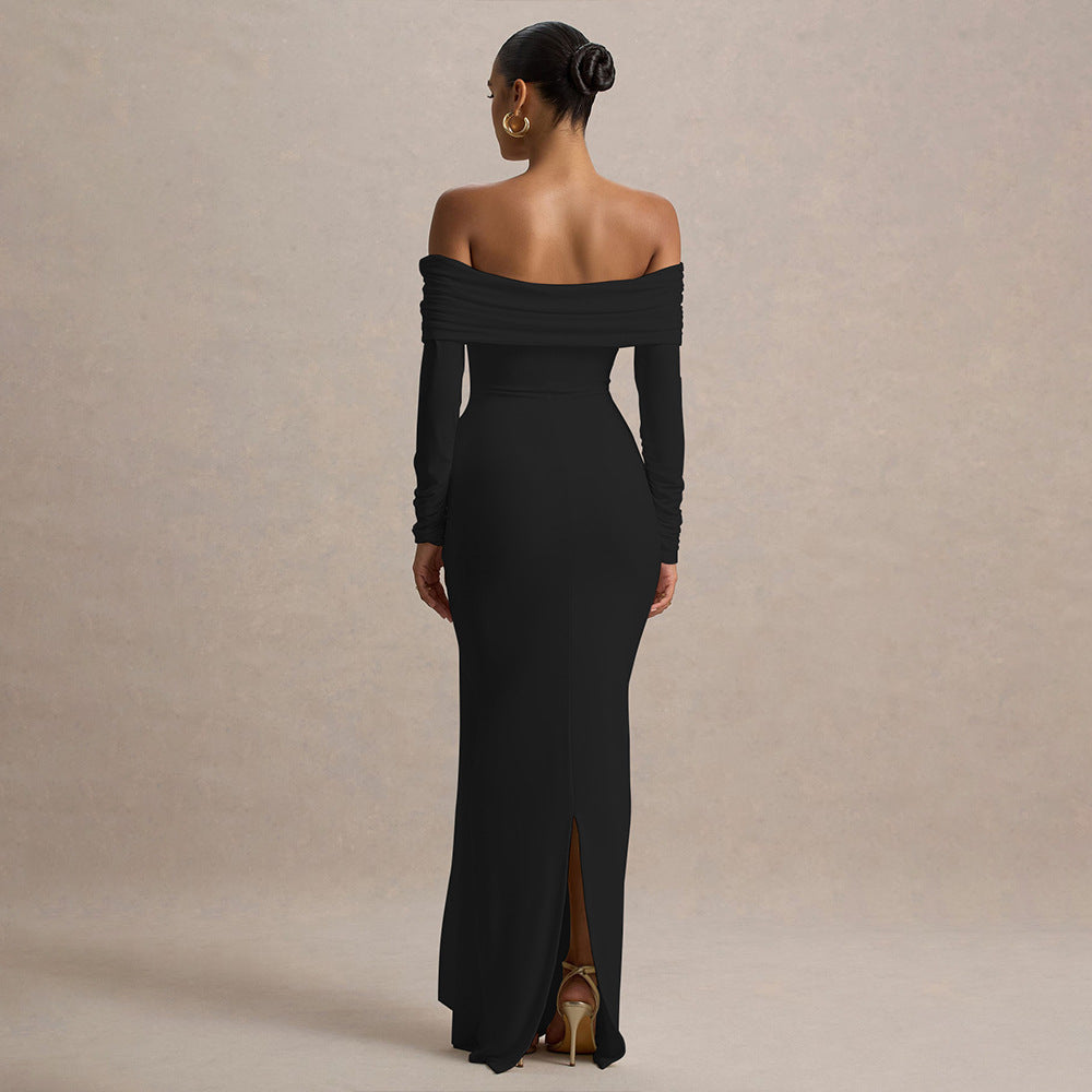 Damen Elegantes Off-Shoulder Abendkleid mit drapierter Silhouette EB