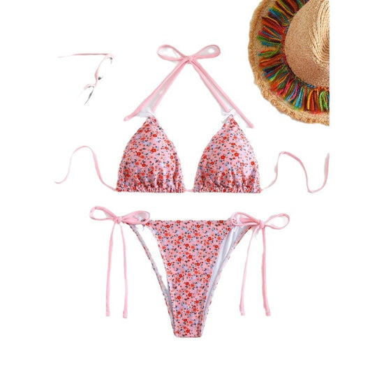 Damen Blumiger Triangel-Bikini EB
