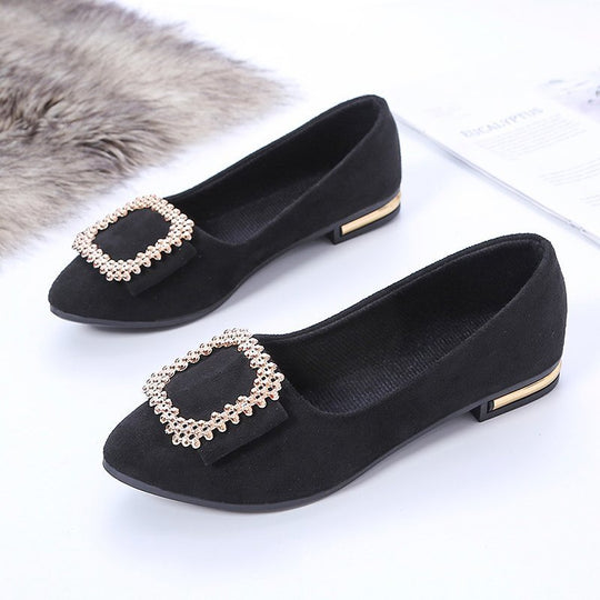 Damen elegante Ballerinas mit glitzerndem Schmuckdetail und bequemem Fußbett EB