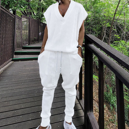 Damen lässiges Freizeit-Outfit mit strukturiertem Oberteil und bequemen Hosen EB