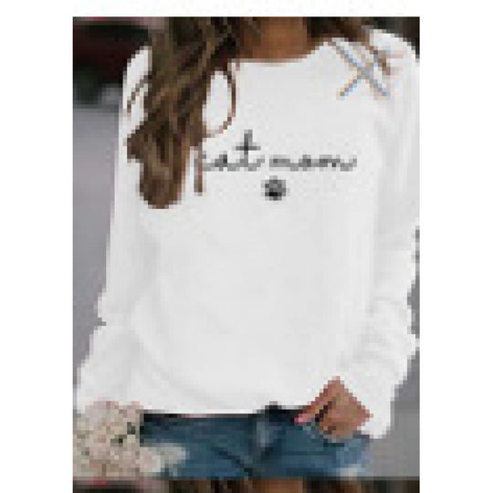 Damen Sweatshirt mit kreativem Katzenmama-Design EB