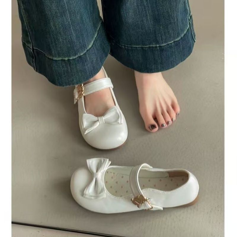 Damen elegante Mary Jane Ballerinas mit Schleifenverzierung EB