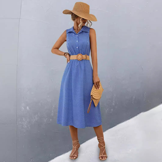 Damen Schickes Hemdblusenkleid mit tailliertem Gürtel und femininer Silhouette EB