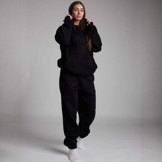 Damen Oversized Kapuzenpullover mit integrierter gepolsterter Schlafmaske EB