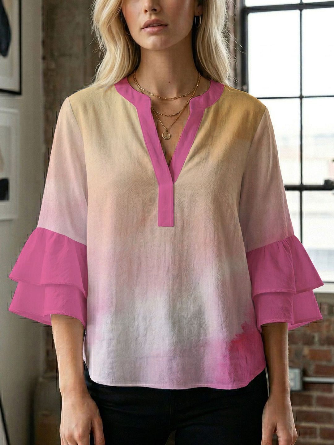 Damen Bluse mit wunderschönen floralem Design EB